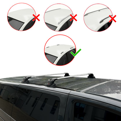 Compatible avec Volkswagen Shuttle (T6) 2016-2022 ACE-3 Barres de Toit Railing Porte-Bagages de Voiture Gris Aluminium 2 Barres