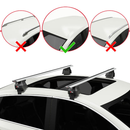 Compatible with Opel/Vauxhall Karl 2015-2022 ACE-4 Car Roof Rack Cross Bar Grey Aluminium 2 Bars