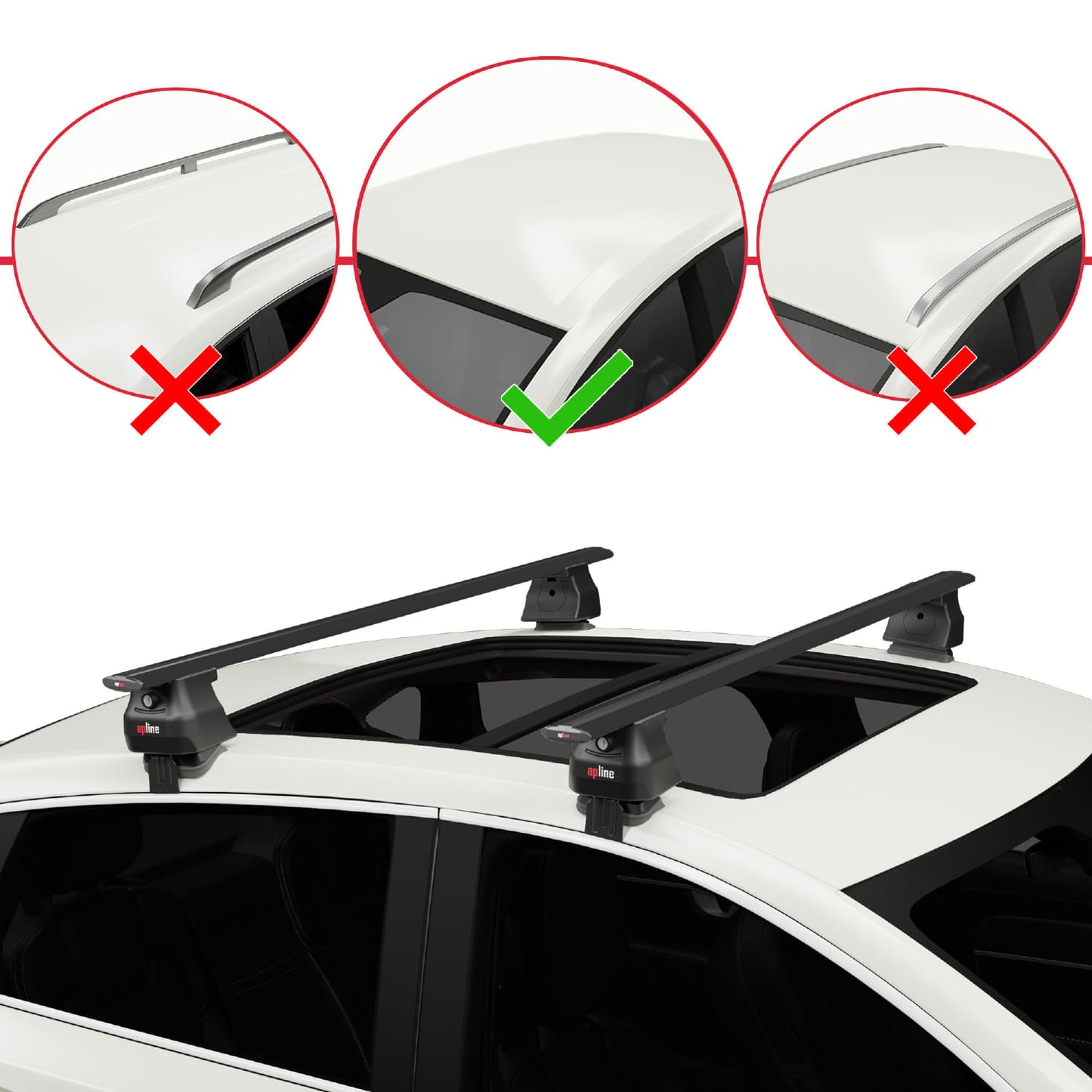 Compatible avec Kia Rio 3 (UB) HB 2012-2016 ACE-4 Barres de Toit Railing Porte-Bagages de Voiture Noir Aluminium 2 Barres