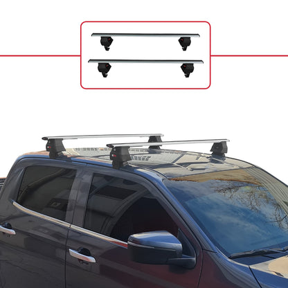 Compatible avec Isuzu D-Max 3 (RG01) 2020-2025 ACE-4 Barres de Toit Railing Porte-Bagages de Voiture Gris Aluminium 2 Barres