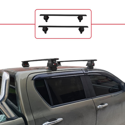 Compatible avec Toyota Hilux 8 (AN130) 2015-2025 ACE-4 Barres de Toit Railing Porte-Bagages de Voiture Noir Aluminium 2 Barres
