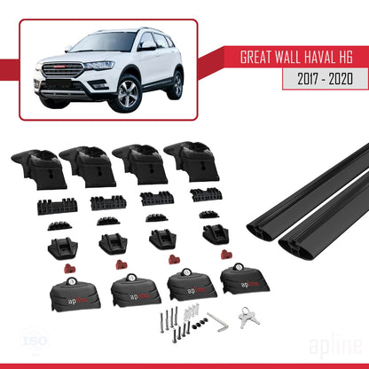 Compatible avec Great Wall Haval H6 Pre-Facelift 2017-2020 ACE-2 Barres de Toit Railing Porte-Bagages de Voiture Noir Aluminium 2 Barres