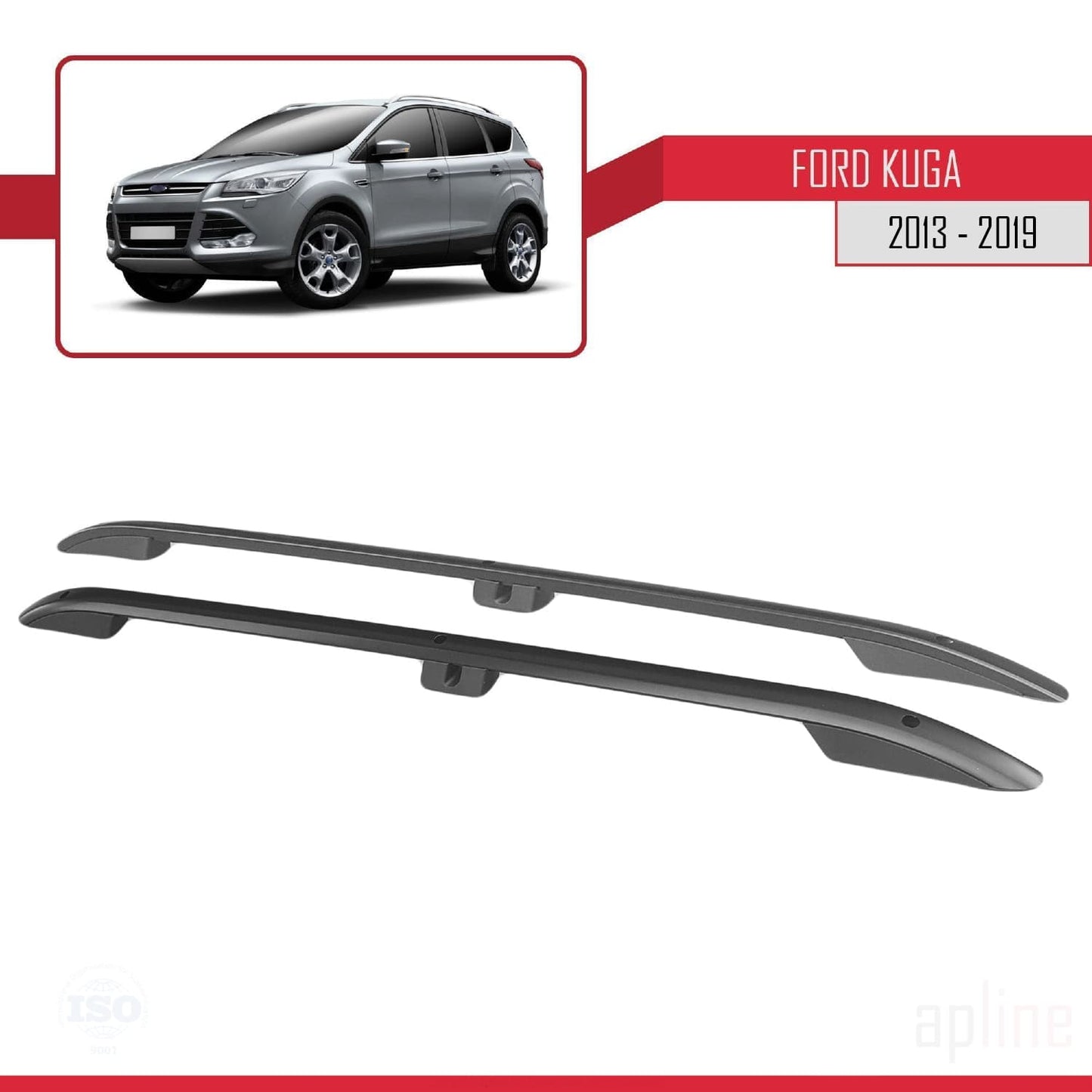 Compatible avec Ford Kuga 2 (C520) 2013-2019 (Empattement Court L1/H1) Rails de Toit Porte-bagages sur le Toit Noir