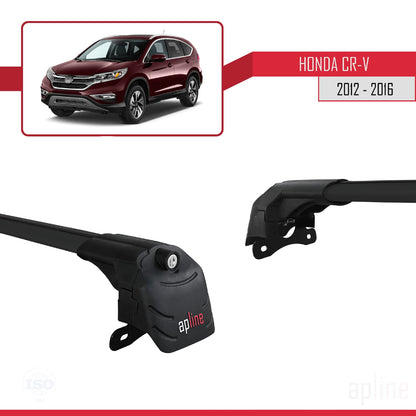 Compatible avec Honda CR-V 4 2012-2016 ACE-2 Barres de Toit Railing Porte-Bagages de Voiture Noir Aluminium 2 Barres