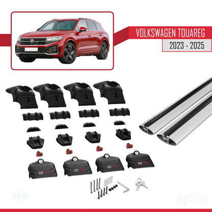 Compatible avec VW Touareg 2023-2025 ACE-2 Barres de Toit Railing Porte-Bagages de Voiture Gris Aluminium 2 Barres