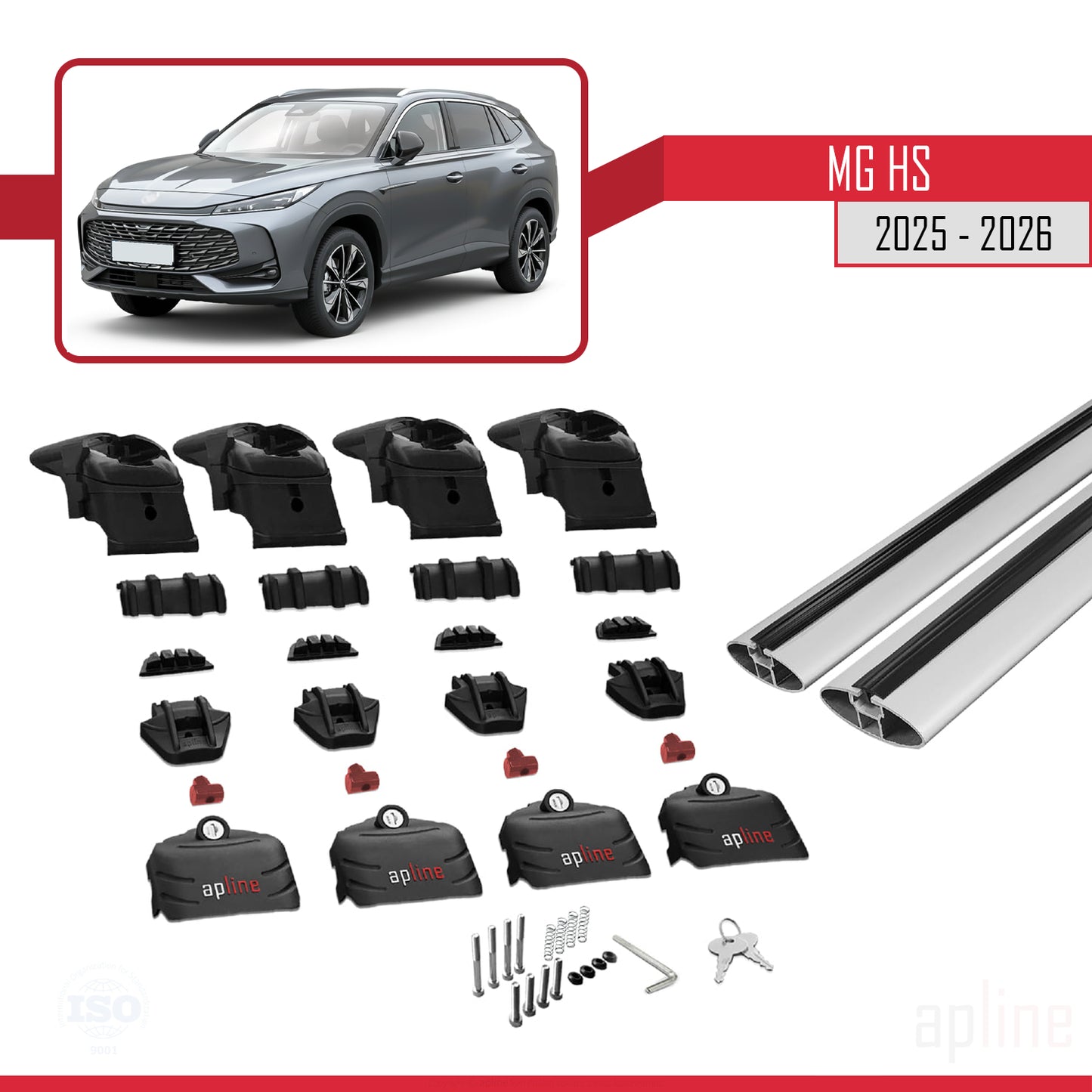 Compatible avec MG HS 2025-2026 ACE-2 Barres de Toit Railing Porte-Bagages de Voiture Gris Aluminium 2 Barres