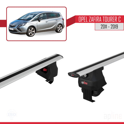 Compatible with Opel Zafira Tourer C 2011-2019 ACE-4 Car Roof Rack Cross Bar Grey Aluminium 2 Bars