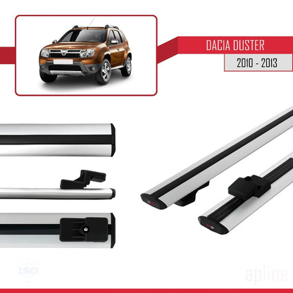 Compatible avec Dacia Duster (HS) Pre-Facelift 2010-2013 BASIC Model Barres de Toit Railing Porte-Bagages de Voiture Gris Aluminium 2 Barres