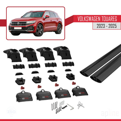 Compatible avec VW Touareg 2023-2025 ACE-2 Barres de Toit Railing Porte-Bagages de Voiture Noir Aluminium 2 Barres