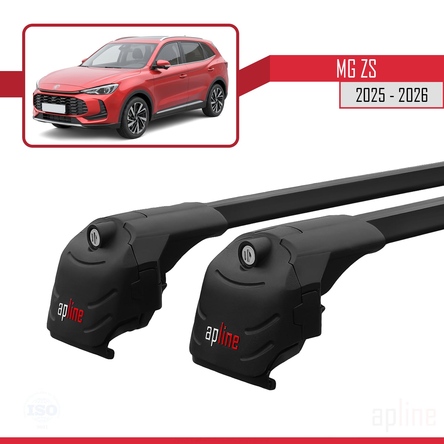 Compatible avec MG ZS 2025-2026 ACE-2 Barres de Toit Railing Porte-Bagages de Voiture Noir Aluminium 2 Barres