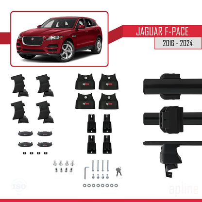 Compatible avec Jaguar F-Pace (X761) 2016-2025 ACE-4 Barres de Toit Railing Porte-Bagages de Voiture Noir Aluminium 2 Barres