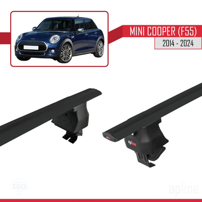 Compatible avec Mini Cooper (F55) 2014-2024 ACE-4 Barres de Toit Railing Porte-Bagages de Voiture Noir Aluminium 2 Barres