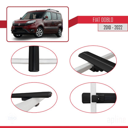 Compatible avec Fiat Doblo 2 2010-2022 BASIC Model Barres de Toit Railing Porte-Bagages de Voiture Noir Aluminium 3 Barres