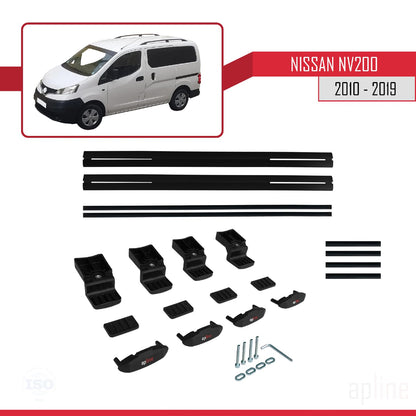 Compatible with Nissan NV200 (M20) 2010-2019 Siyah BASIC Model Car Roof Rack Cross Bar Black Aluminium 2 Bars