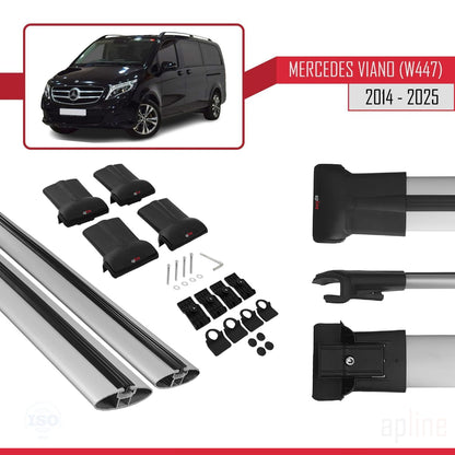 Compatible with Mercedes Viano 3 (W447) 2014-2025 FLY Model Car Roof Rack Cross Bar Grey Aluminium 2 Bars