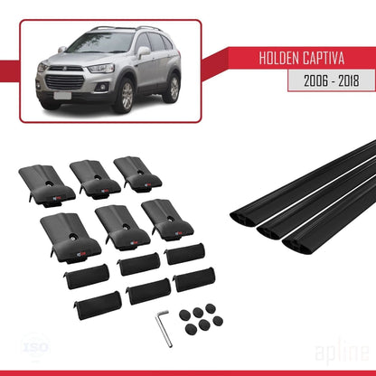 Compatible avec Holden Captiva 2006-2018 FLY Model Barres de Toit Railing Porte-Bagages de Voiture Noir Aluminium 3 Barres
