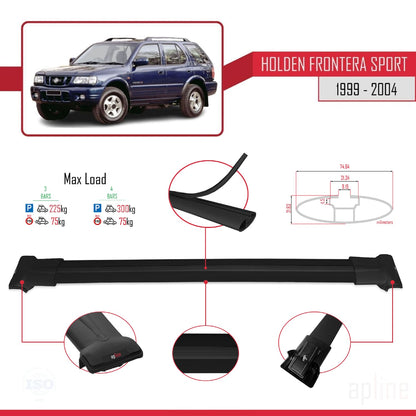 Compatible avec Holden Frontera Sport 2 1999-2004 FLY Model Barres de Toit Railing Porte-Bagages de Voiture Noir Aluminium 3 Barres