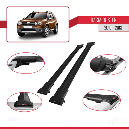 Compatible avec Dacia Duster (HS) Pre-Facelift 2010-2013 FLY Model Barres de Toit Railing Porte-Bagages de Voiture Noir Aluminium 2 Barres