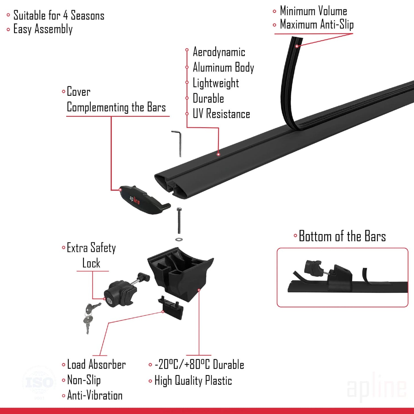 Compatible avec Mini Clubman F54 2016-2024 HOOK Model Barres de Toit Railing Porte-Bagages de Voiture Noir Aluminium 2 Barres