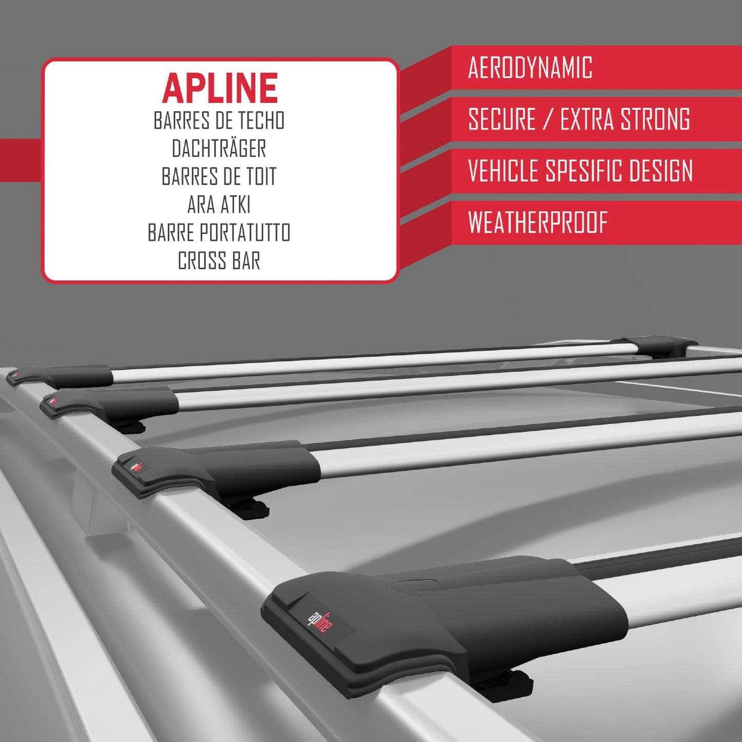 Compatible with Peugeot Bipper 2008-2017 FLY Model Car Roof Rack Cross Bar Grey Aluminium 4 Bars