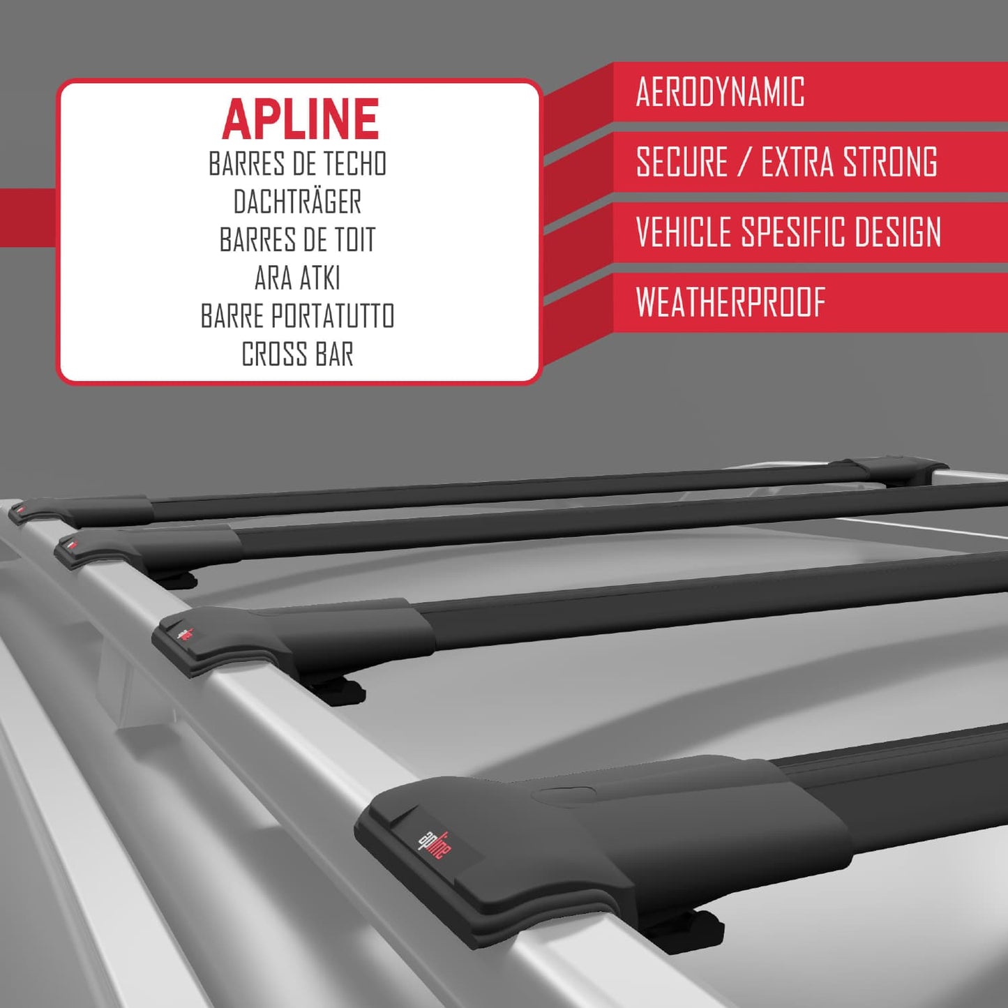 Compatible with Opel Combo E Cargo 2019-2022 FLY Model Car Roof Rack Cross Bar Black Aluminium 4 Bars