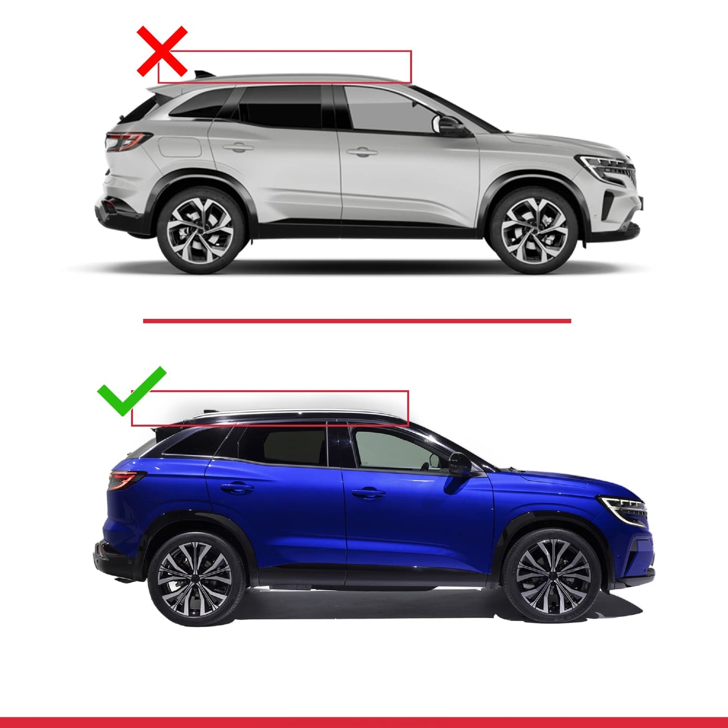 Compatible avec Renault Austral (RHN) 2022-2025 HOOK Model Barres de Toit Railing Porte-Bagages de Voiture Noir Aluminium 2 Barres