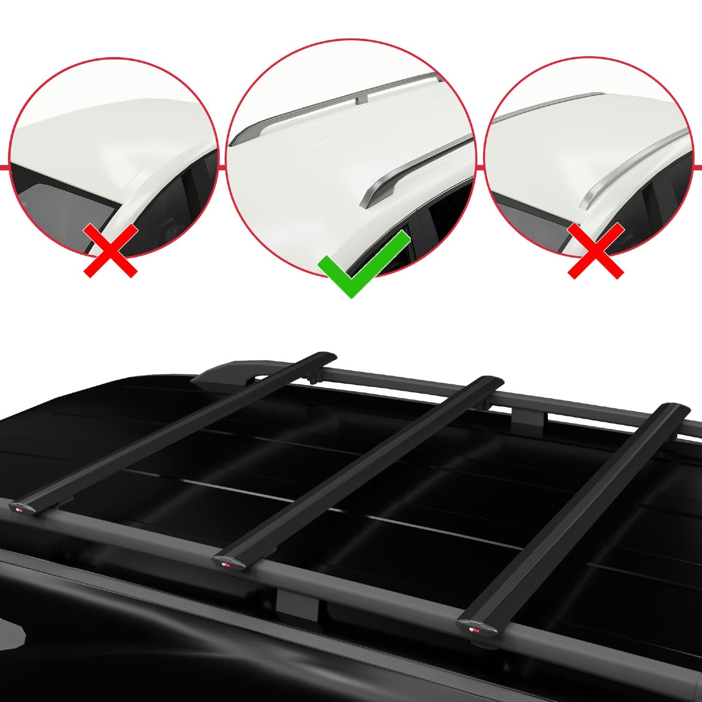 Compatible avec Holden Frontera Sport 2 1999-2004 BASIC Model Barres de Toit Railing Porte-Bagages de Voiture Noir Aluminium 3 Barres