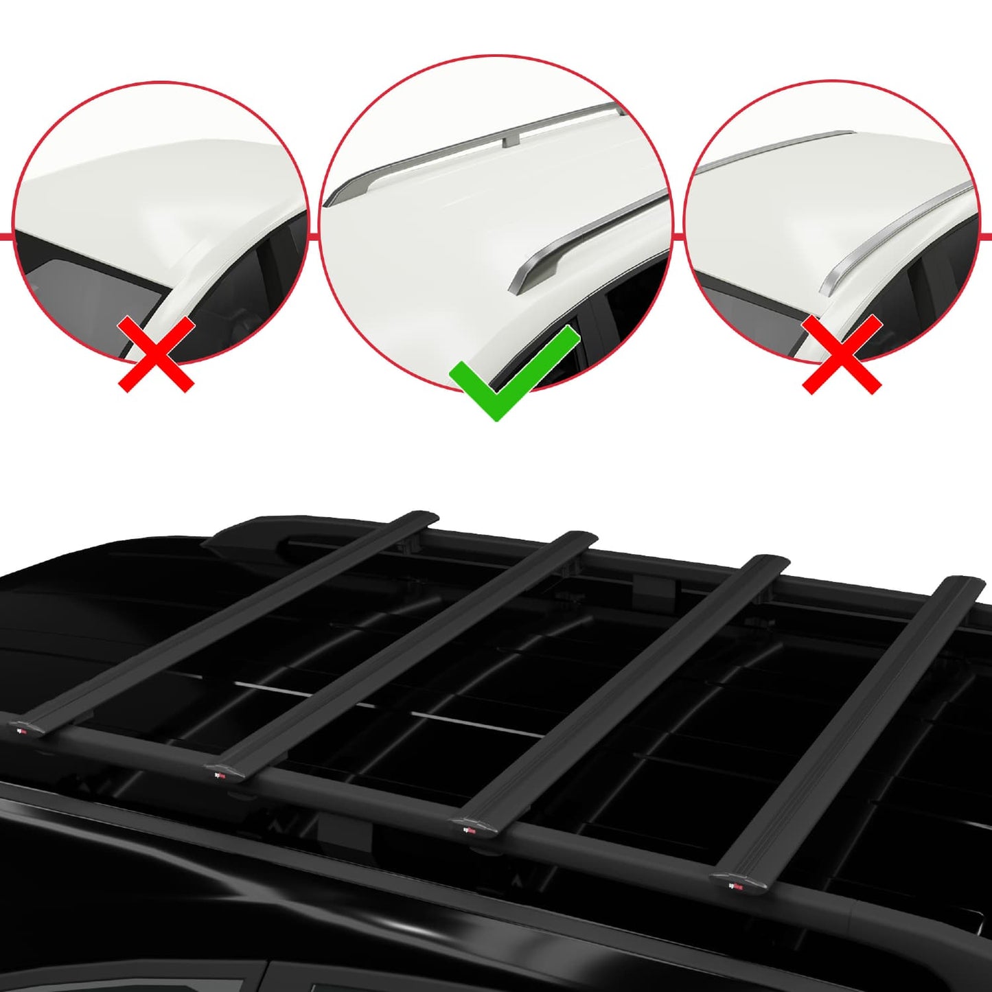 Compatible with Peugeot Rifter 2019-2022 BASIC Model Car Roof Rack Cross Bar Black Aluminium 4 Bars