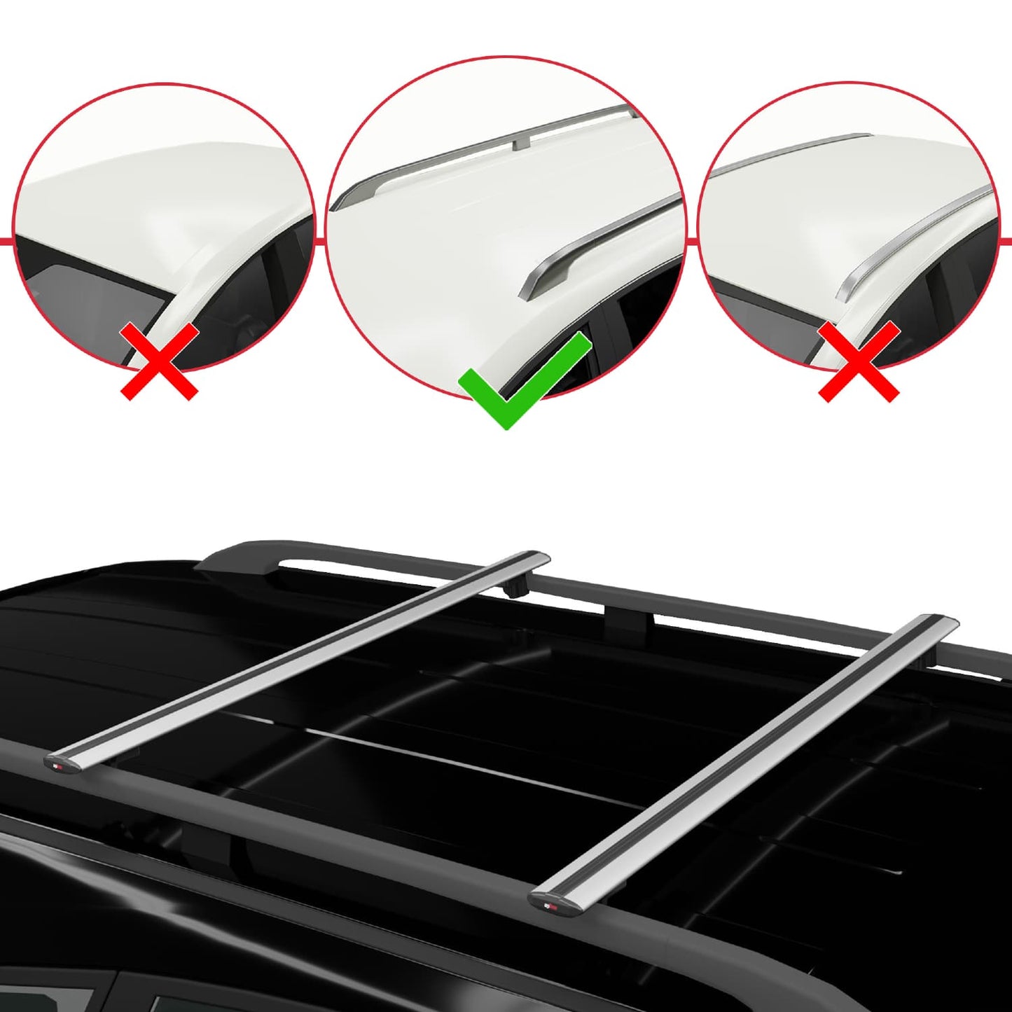 Compatible with Nissan NP300 (D23) 2015-2021 BASIC Model Car Roof Rack Cross Bar Grey Aluminium 2 Bars