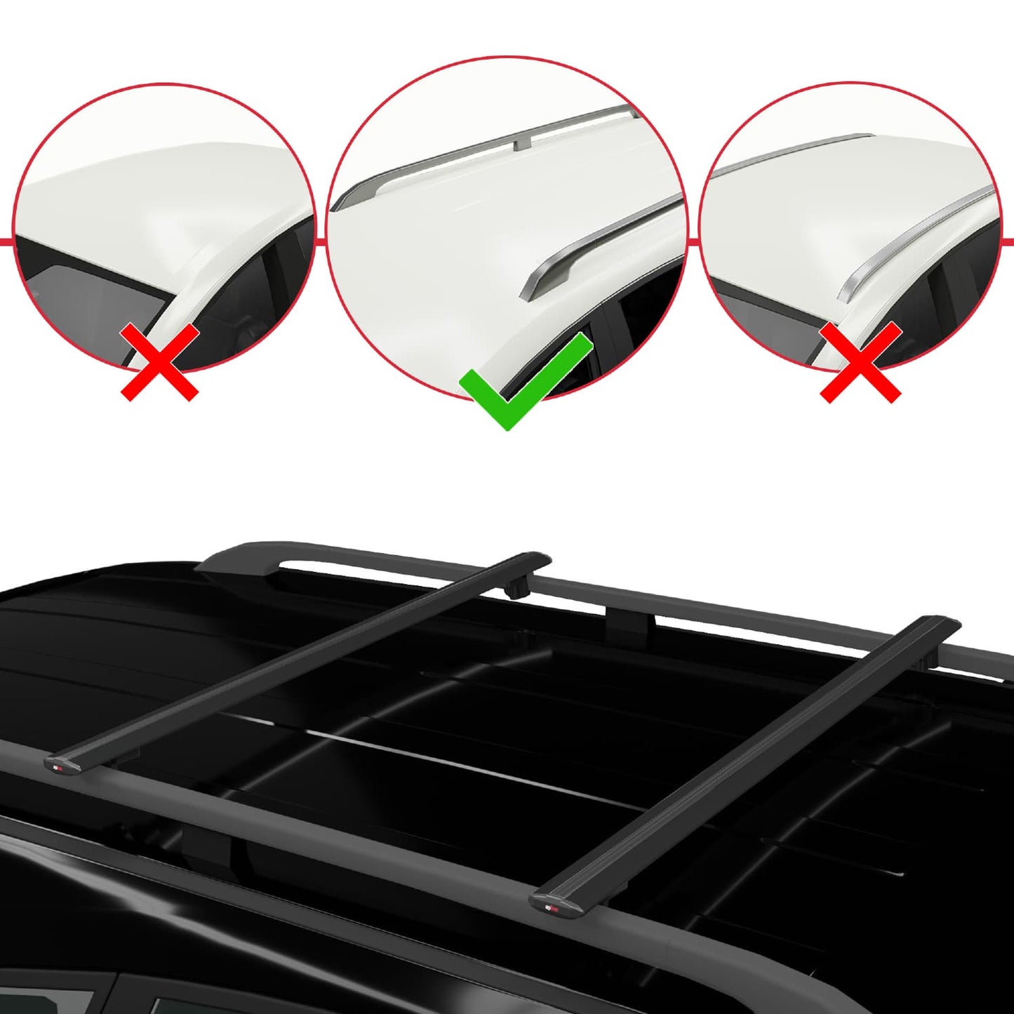 Compatible with Mitsubishi Pajero (V60) 3 Kapı 1999-2006 BASIC Model Car Roof Rack Cross Bar Black Aluminium 2 Bars