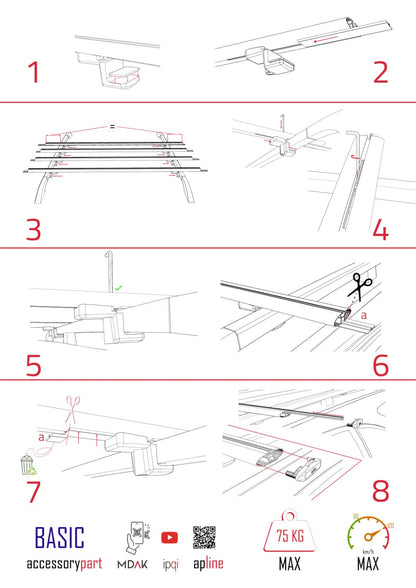 Compatible avec Citroen Berlingo (M59) 2003-2008 BASIC Model Barres de Toit Railing Porte-Bagages de Voiture Noir Aluminium 4 Barres