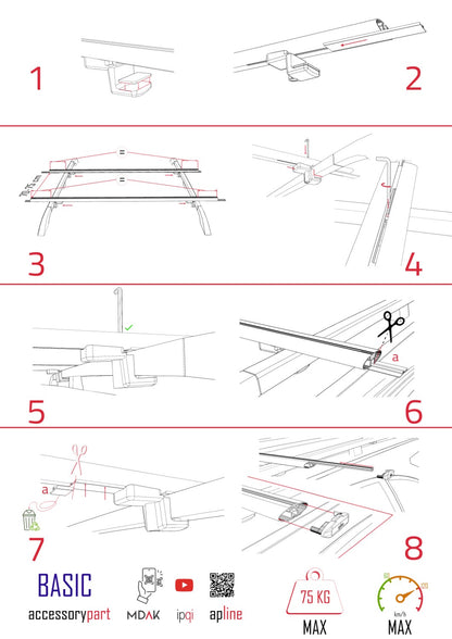 Compatible with Skoda Kodiaq 2017-2023 BASIC Model Car Roof Rack Cross Bar Black Aluminium 2 Bars