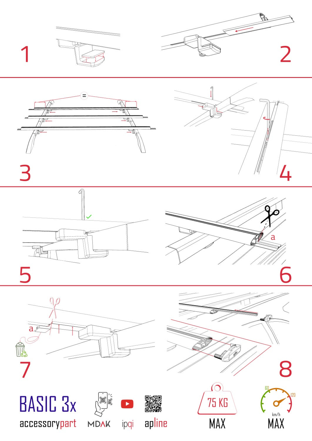 Compatible avec Jaguar X-Type Estate 2002-2009 BASIC Model Barres de Toit Railing Porte-Bagages de Voiture Noir Aluminium 3 Barres