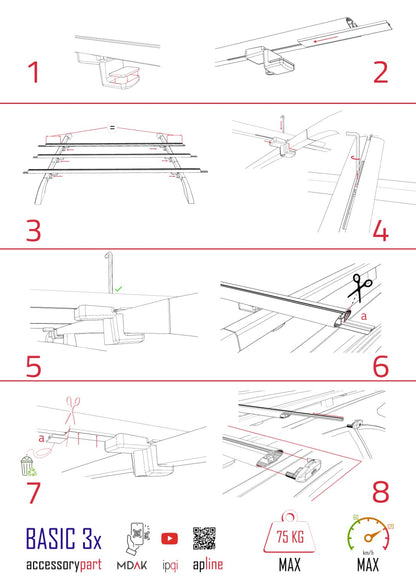 Compatible avec Ssangyong Stavic 2 2013-2019 BASIC Model Barres de Toit Railing Porte-Bagages de Voiture Gris Aluminium 3 Barres