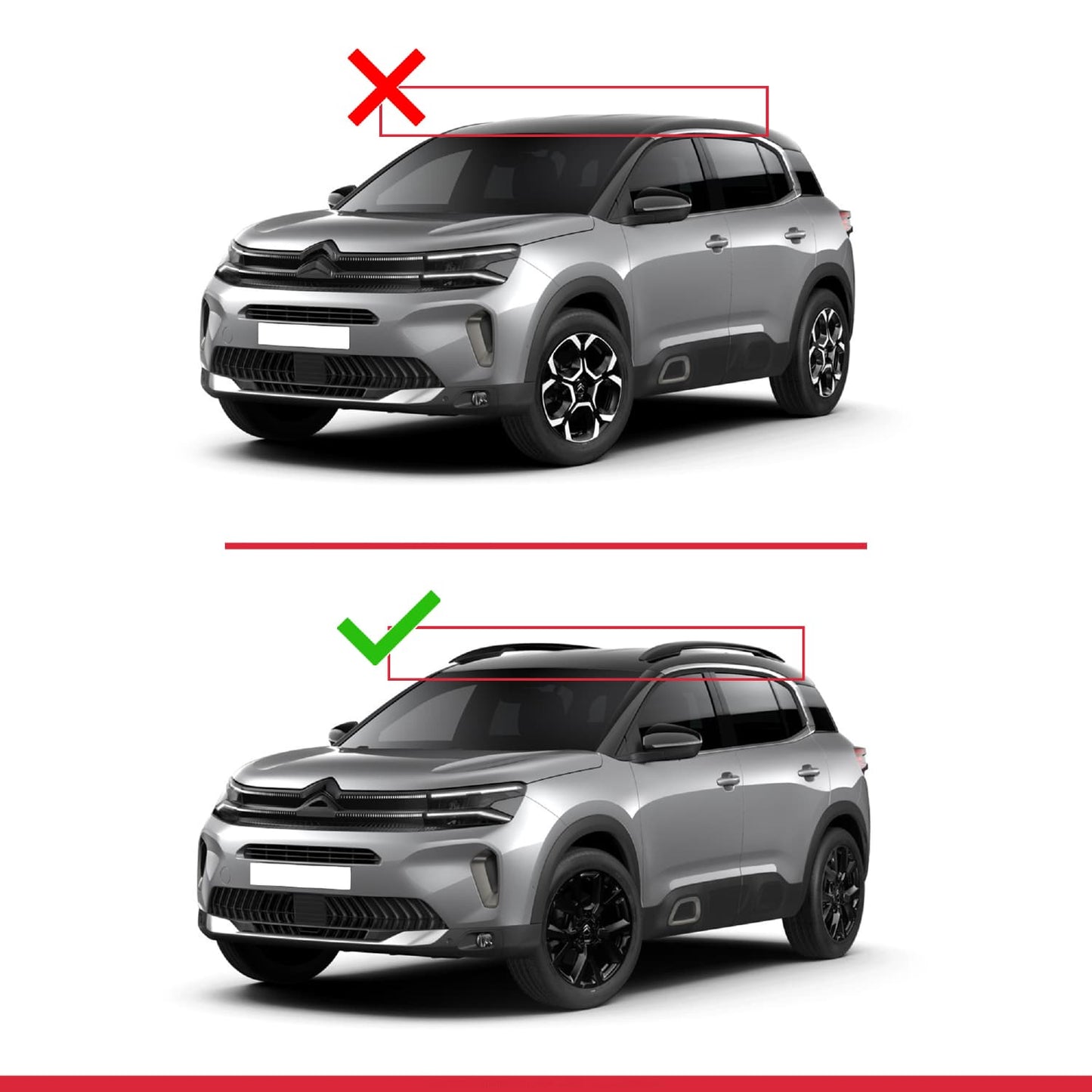 Compatible avec Citroen C5 Aircross 2018-2025 BASIC Model Barres de Toit Railing Porte-Bagages de Voiture Noir Aluminium 3 Barres