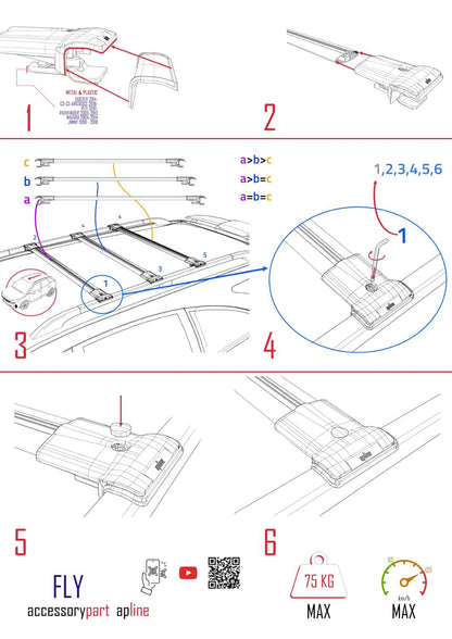 Compatible with Mazda Tribute 2000-2007 FLY Model Car Roof Rack Cross Bar Black Aluminium 3 Bars