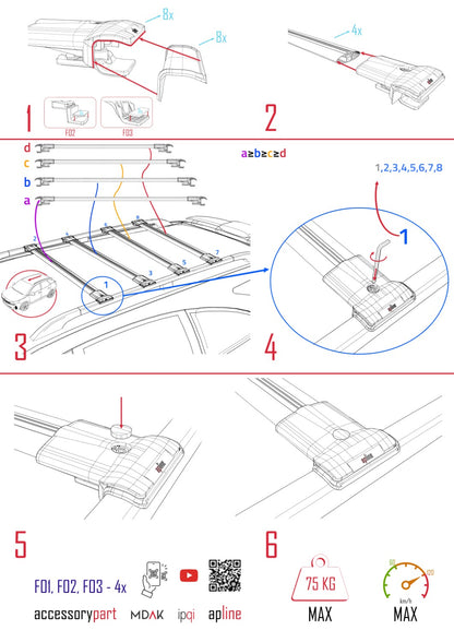 Compatible with Peugeot Boxer 2 2007-2025 FLY Model Car Roof Rack Cross Bar Black Aluminium 4 Bars