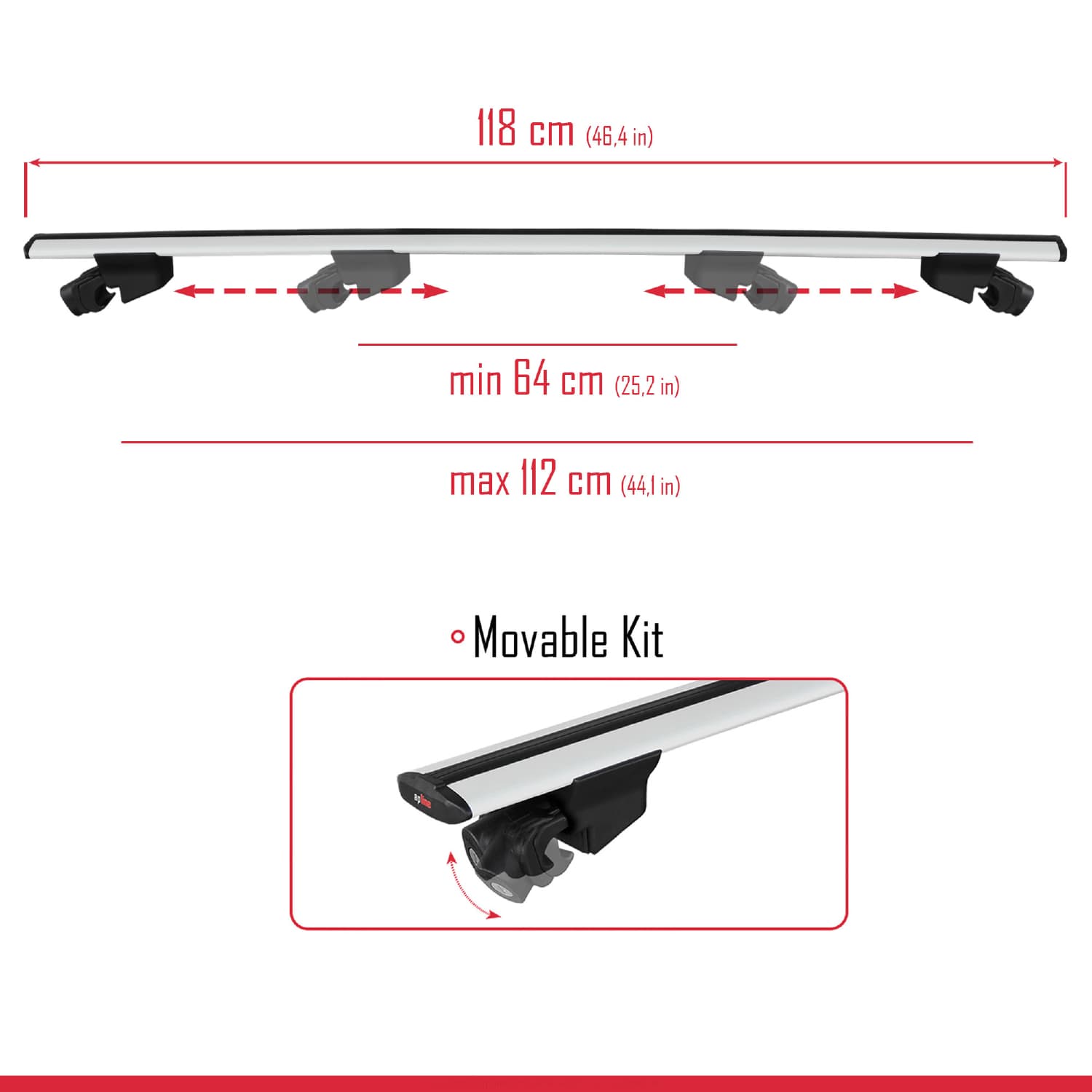Compatible avec MG HS 2025-2026 HOOK Model Barres de Toit Railing Porte-Bagages de Voiture Gris Aluminium 2 Barres