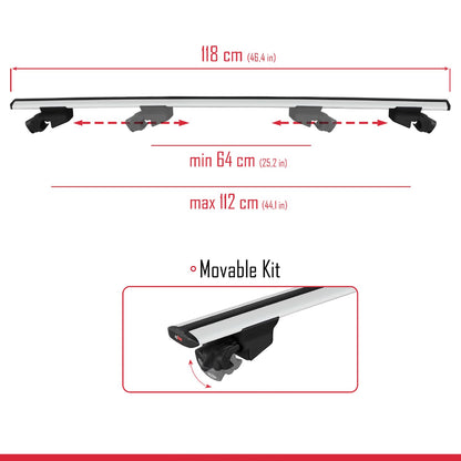Compatible avec MG HS 2025-2026 HOOK Model Barres de Toit Railing Porte-Bagages de Voiture Gris Aluminium 2 Barres