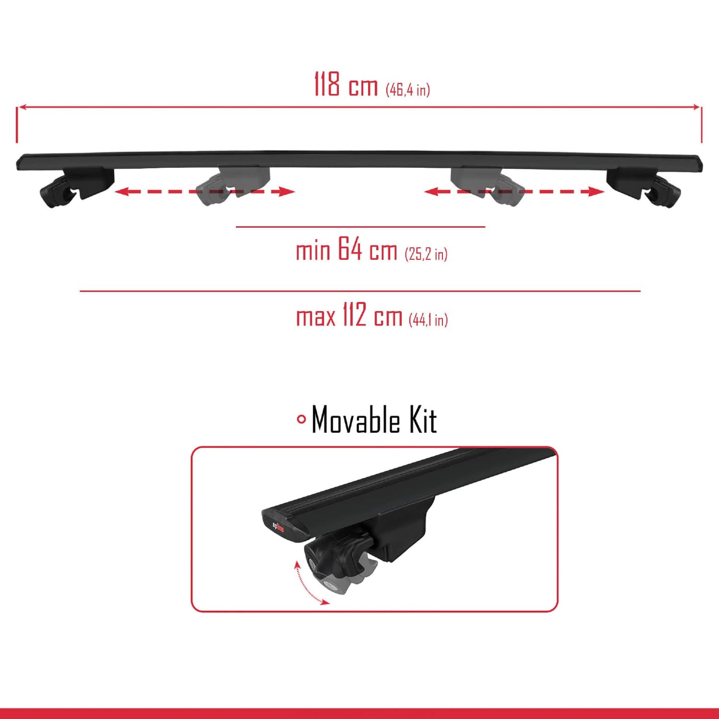 Compatible avec Mini Clubman F54 2016-2024 HOOK Model Barres de Toit Railing Porte-Bagages de Voiture Noir Aluminium 2 Barres