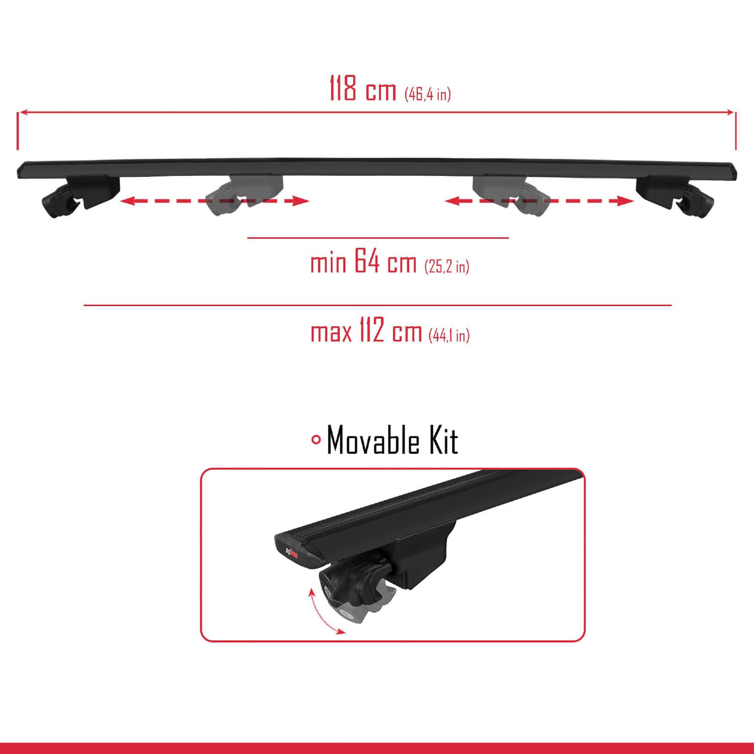 Compatible avec Mini Clubman F54 2016-2024 HOOK Model Barres de Toit Railing Porte-Bagages de Voiture Noir Aluminium 2 Barres