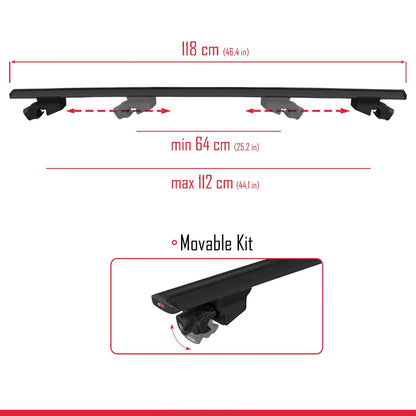 Compatible avec Mini Clubman F54 2016-2024 HOOK Model Barres de Toit Railing Porte-Bagages de Voiture Noir Aluminium 2 Barres