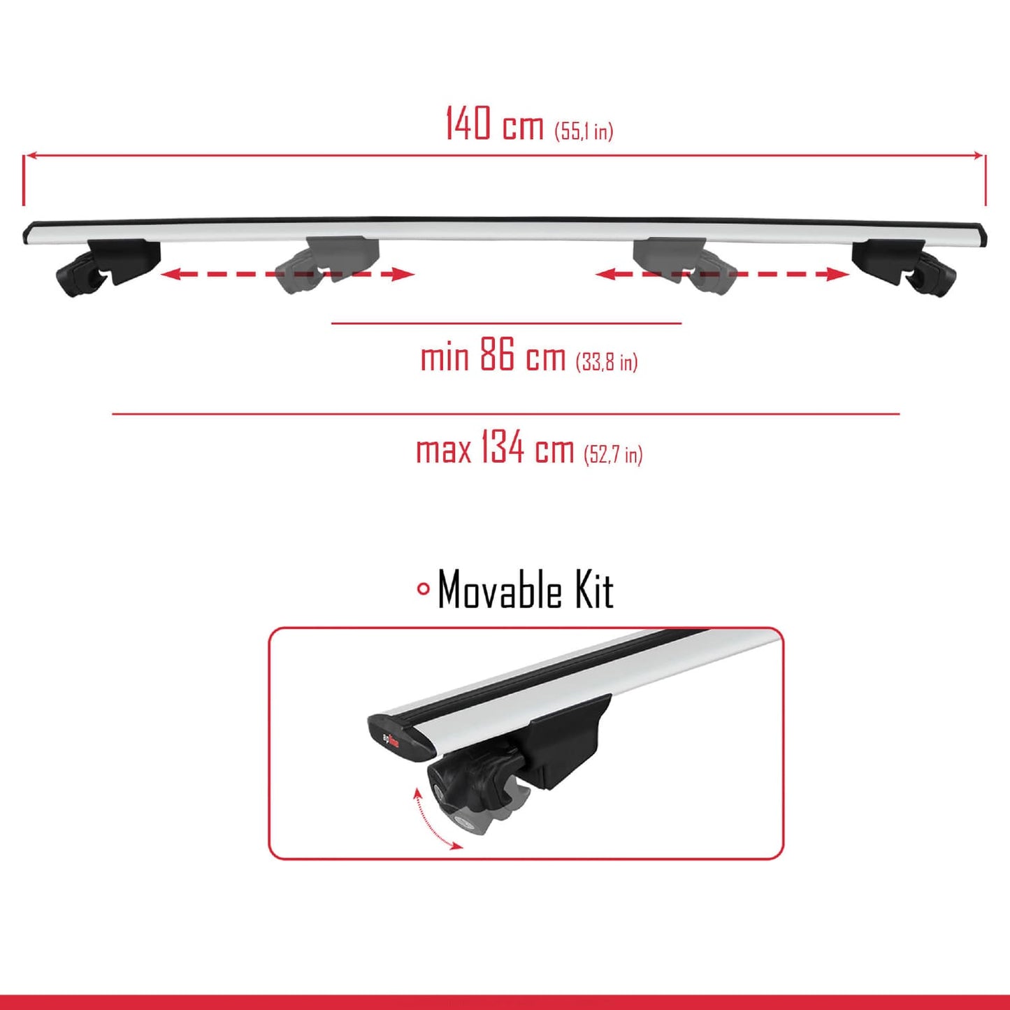 Compatible avec Audi S5 Avant 2024-2025 HOOK Model Barres de Toit Railing Porte-Bagages de Voiture Gris Aluminium 2 Barres