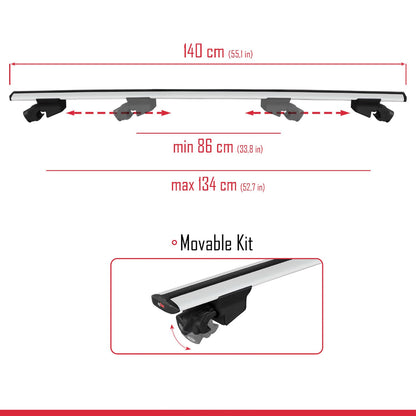 Compatible with Peugeot 3008 II (P84) Pre-Facelift 2017-2020 HOOK Model Car Roof Rack Cross Bar Grey Aluminium 2 Bars