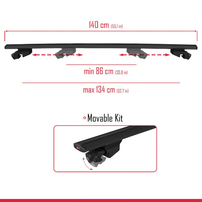 Compatible with Porsche Macan (95B) 2014-2024 HOOK Model Car Roof Rack Cross Bar Black Aluminium 2 Bars