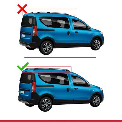 Compatible avec Dacia Dokker (K67) 2012-2024 FLY Model Barres de Toit Railing Porte-Bagages de Voiture Gris Aluminium 3 Barres