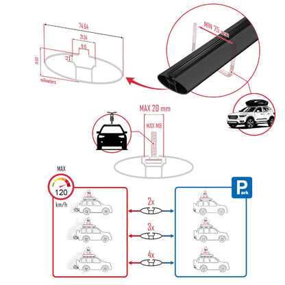 Compatible avec Nissan NP300 (D23) 2015-2021 ACE-1 Barres de Toit Railing Porte-Bagages de Voiture Noir Aluminium 2 Barres