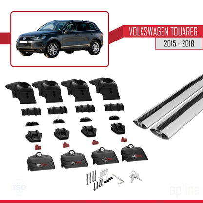 Compatible avec VW Touareg 2015-2018 ACE-2 Barres de Toit Railing Porte-Bagages de Voiture Gris Aluminium 2 Barres